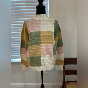 Free People/Greylin Patchwork Sweater size large - NWT